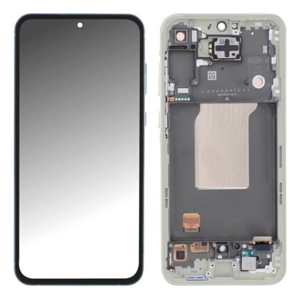 Écran complet Vert Lime pour Samsung Galaxy A55 posé face avant, affichage allumé