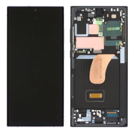 Écran complet Graphite Rouge monté sur Galaxy S23 Ultra vue avant