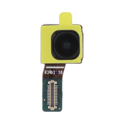 Module caméra frontale posé sur une surface neutre montrant le dos et les contacts flexibles
