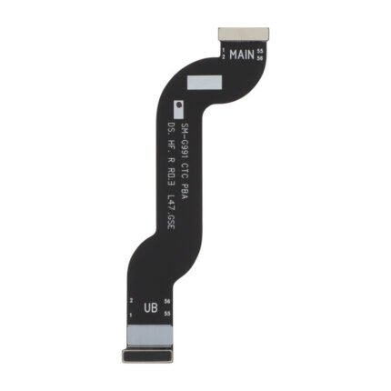 Nappe flexible avec connecteur doré et pistes conductrices, vue rapprochée pour réparation d'écran
