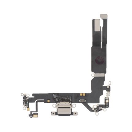 Vue rapprochée du connecteur de charge monté sur nappe, côté port USB‑C, contacts visibles