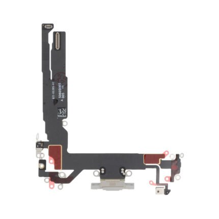détail du connecteur USB-C blanc monté sur nappe flexible, contacts métalliques visibles