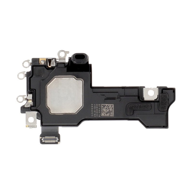 Module écouteur interne posé sur fond blanc, connectique flexible visible
