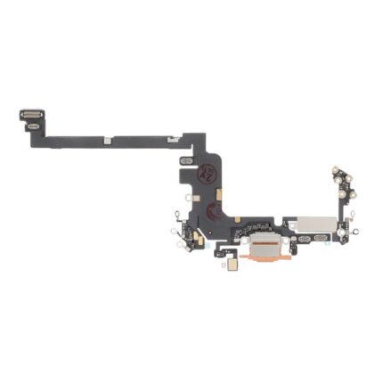 Gros plan du port USB-C orange cosmique monté sur la nappe