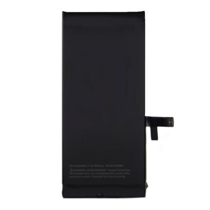 Batterie plate noire pour smartphone posée sur fond blanc avec connecteur flex visible